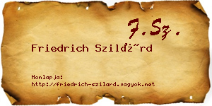 Friedrich Szilárd névjegykártya